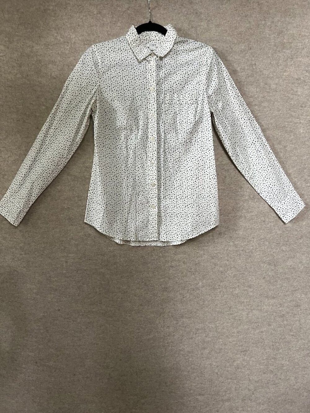 J. Crew Button-Down Shirt, White with Black Micro Stars Size XS